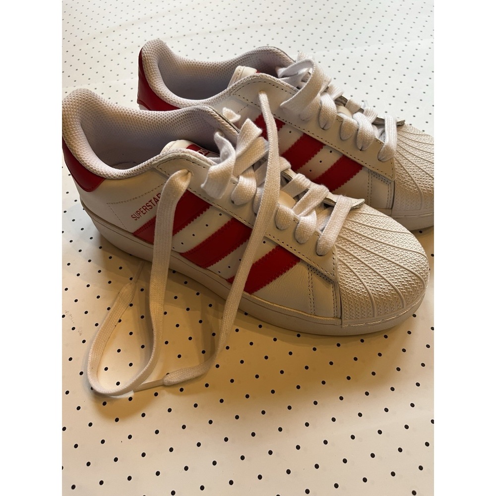 Adidas Superstar White Red Shell Toe Sneakers Women's 7